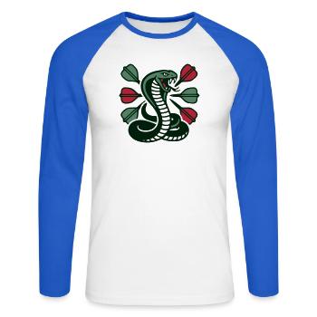 Kobra Schlange Dart Logo - Unisex Baseballshirt langarm - Weiß/Royalblau - Vorne - Nik (191cm)