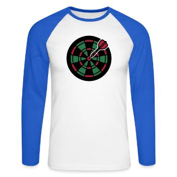 Dartscheibe Bullseye Icon - Unisex Baseballshirt langarm - Weiß/Royalblau - Vorne - Nik (191cm)