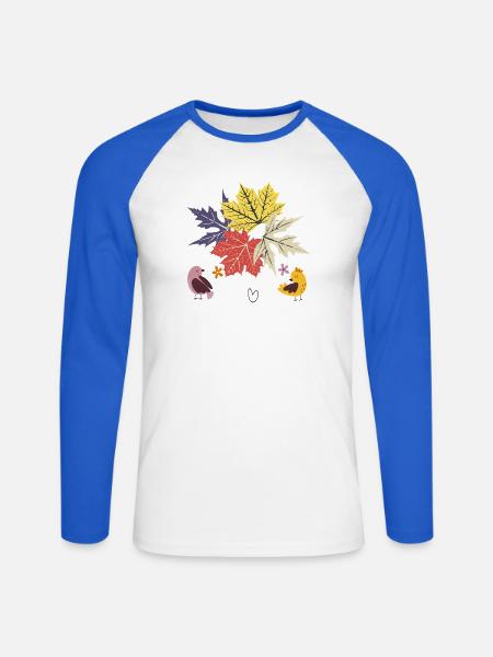 Herbstblätter - Unisex Baseballshirt langarm - Weiß/Royalblau
