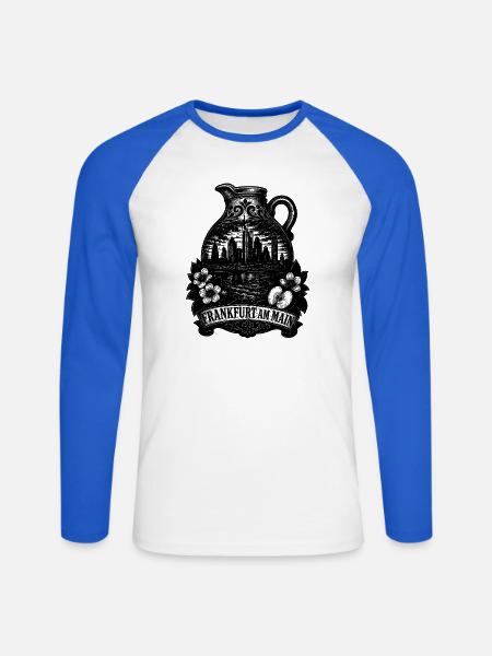 Frankfurt - Unisex Baseballshirt langarm - Weiß/Royalblau