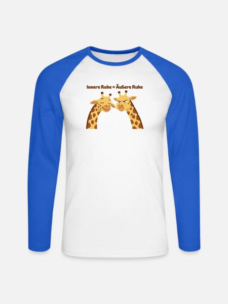 Giraffenweisheit: Innere Ruhe = Äußere Ruhe - Unisex Baseballshirt langarm - Weiß/Royalblau