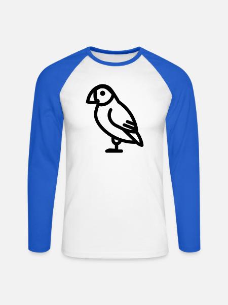 Papageitaucher-Seevogel - Unisex Baseballshirt langarm - Weiß/Royalblau