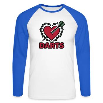 Darts Herz Dornen Logo - Unisex Baseballshirt langarm - Weiß/Royalblau - Vorne - Nik (191cm)