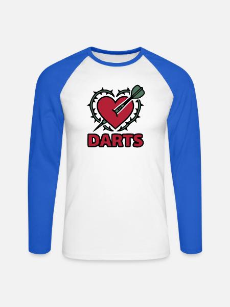Darts Herz Dornen Logo - Unisex Baseballshirt langarm - Weiß/Royalblau