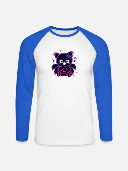 Neon Pandabär mit Spinnennetz - Unisex Baseballshirt langarm - Weiß/Royalblau