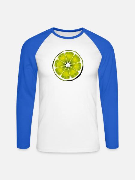 Lime - Unisex Baseballshirt langarm - Weiß/Royalblau