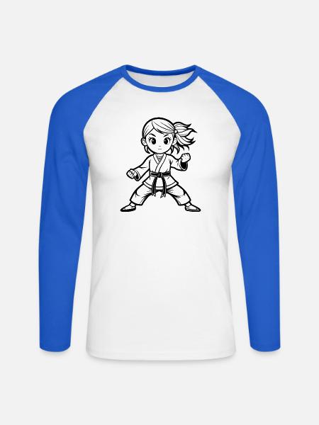 Karate Girl - Unisex Baseballshirt langarm - Weiß/Royalblau
