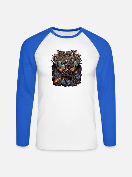 Heavy Metal Christmas Dämon - Unisex Baseballshirt langarm - Weiß/Royalblau