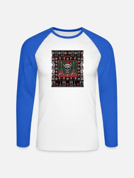 Heavy Metal Christmas Bass - Unisex Baseballshirt langarm - Weiß/Royalblau