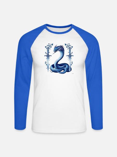 Design von blauen Schlangen-Dekorationsschwertern. - Unisex Baseballshirt langarm - Weiß/Royalblau