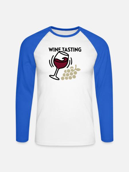 Weinprobe Glas Trauben Icon - Unisex Baseballshirt langarm - Weiß/Royalblau