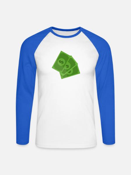 Dollar-Banknoten - Unisex Baseballshirt langarm - Weiß/Royalblau