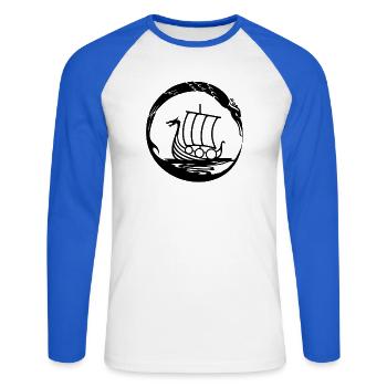 Celtic Irland Wikinger Keltisch Knoten Schiff - Unisex Baseballshirt langarm - Weiß/Royalblau - Vorne - Nik (191cm)