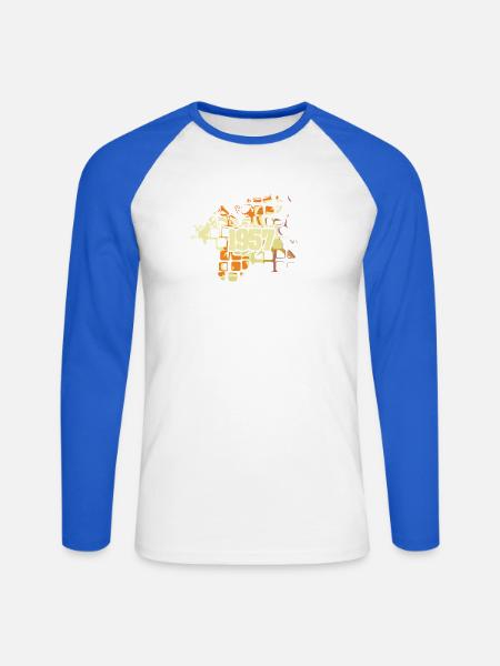 1957 - Unisex Baseballshirt langarm - Weiß/Royalblau
