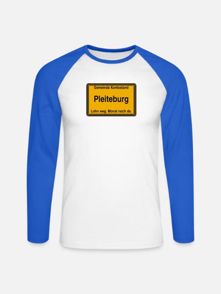 Pleiteburg Ortsschild - Unisex Baseballshirt langarm - Weiß/Royalblau