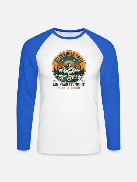 Wilderness Trail Mountain Adventure - Unisex Baseballshirt langarm - Weiß/Royalblau