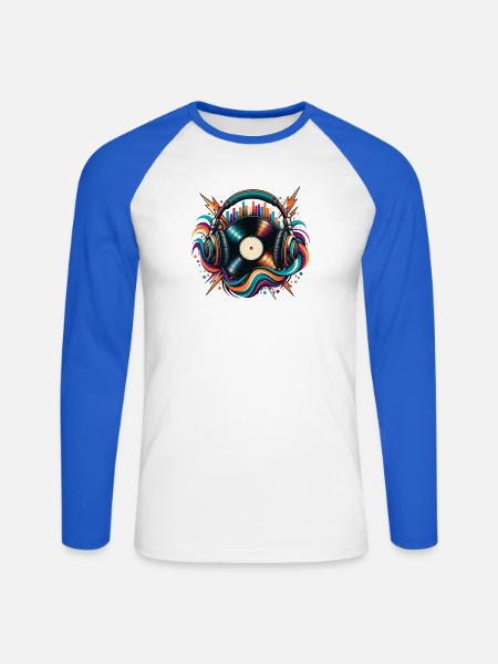 Vinyl Energy - Unisex Baseballshirt langarm - Weiß/Royalblau