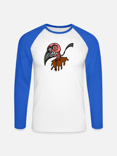 Ein Ghul mit Rabenmaske. - Unisex Baseballshirt langarm - Weiß/Royalblau