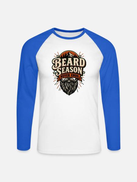 Beard Season Never Ends - Unisex Baseballshirt langarm - Weiß/Royalblau