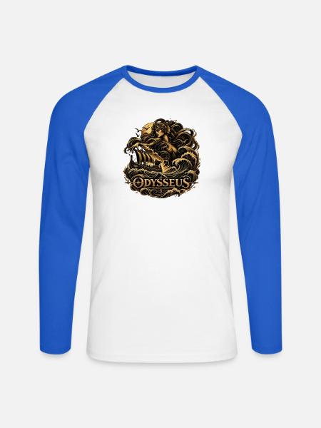 SZWENP – Odysseus Linie - Unisex Baseballshirt langarm - Weiß/Royalblau
