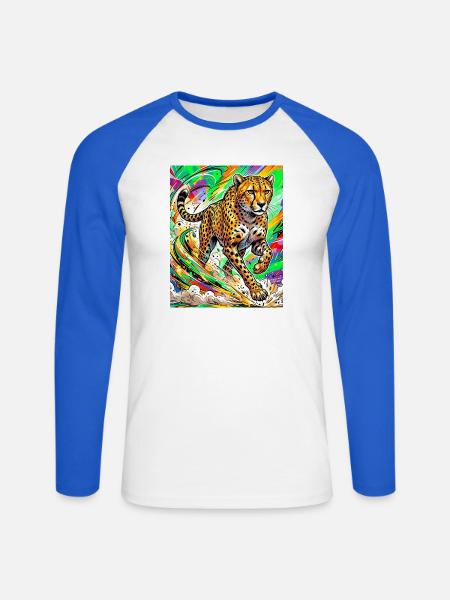 Gepard - Unisex Baseballshirt langarm - Weiß/Royalblau