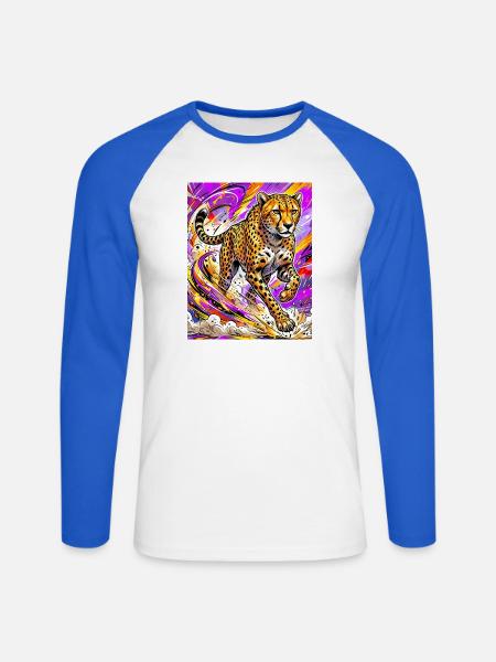 Gepard - Unisex Baseballshirt langarm - Weiß/Royalblau