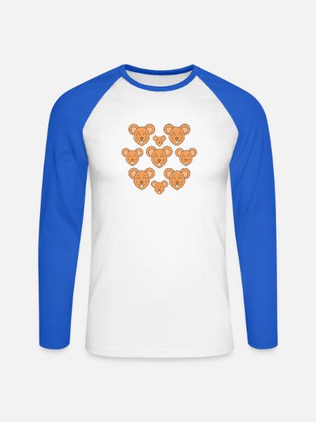 Cartoon-Mausgesichter - Unisex Baseballshirt langarm - Weiß/Royalblau