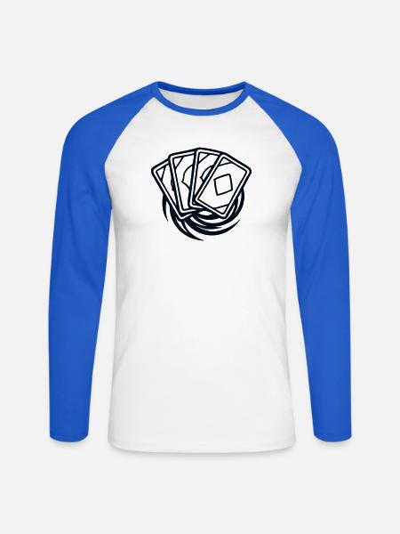 TCG Kartenblatt Hand Grafik - Unisex Baseballshirt langarm - Weiß/Royalblau