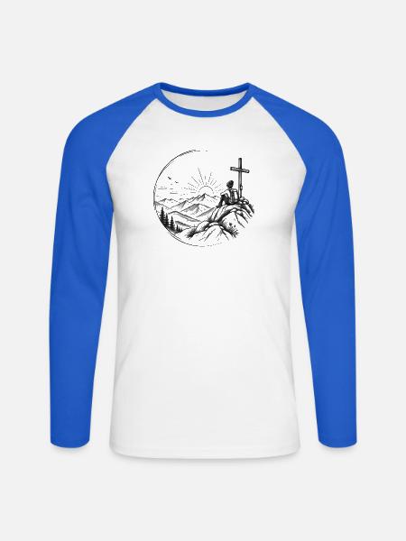 Wanderin auf dem Gipfel - Unisex Baseballshirt langarm - Weiß/Royalblau