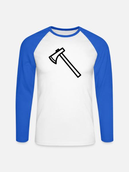 Axt - Unisex Baseballshirt langarm - Weiß/Royalblau