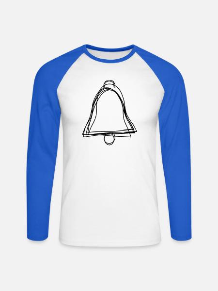 Glocke handgezeichnet - Unisex Baseballshirt langarm - Weiß/Royalblau