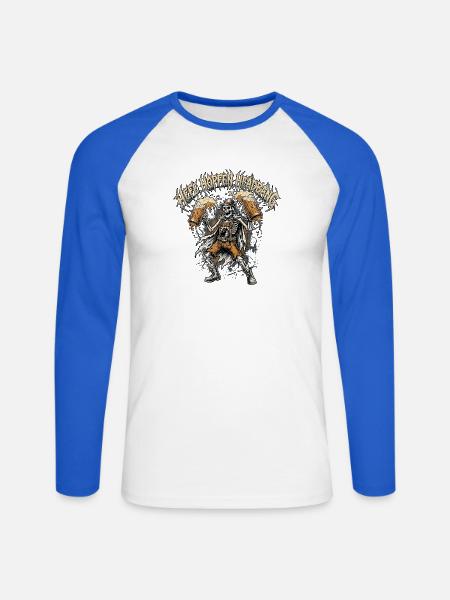 Hefe Hopfen Headbang Metal - Unisex Baseballshirt langarm - Weiß/Royalblau