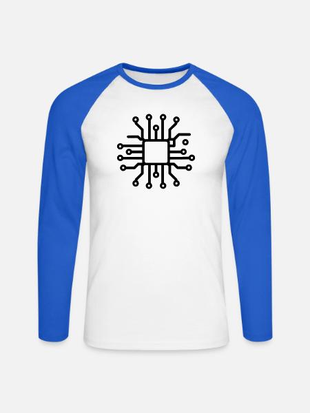 Elektronische Leiterplatten - Unisex Baseballshirt langarm - Weiß/Royalblau