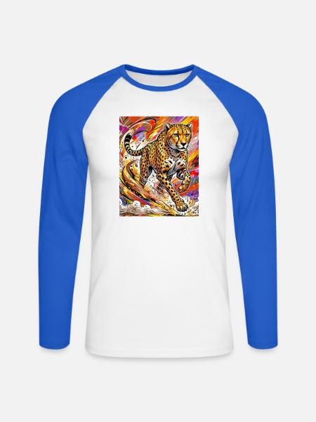 Gepard - Unisex Baseballshirt langarm - Weiß/Royalblau