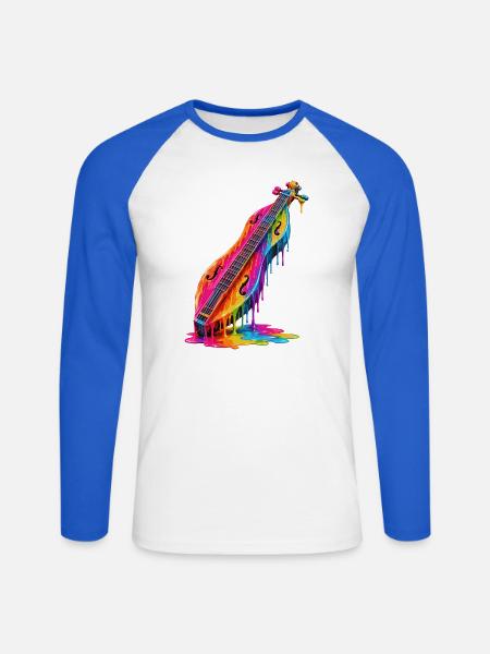 Musiker Zupfinstrument Hackbrett Dulcimer - Unisex Baseballshirt langarm - Weiß/Royalblau
