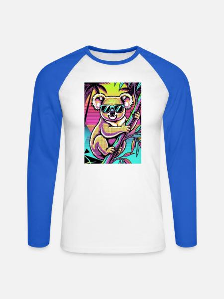 Koala - Unisex Baseballshirt langarm - Weiß/Royalblau