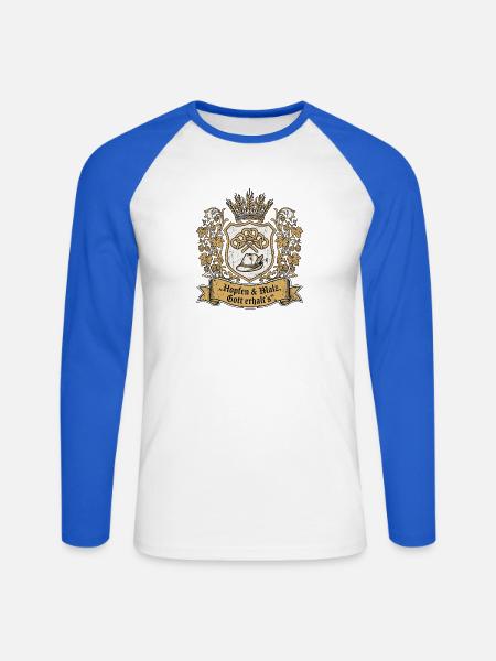 Biergarten Wappen Bierzelt - Unisex Baseballshirt langarm - Weiß/Royalblau