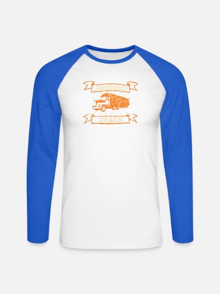 Geschenk für Jason - Unisex Baseballshirt langarm - Weiß/Royalblau