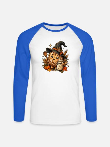 Sauerteig-Hexe mit Starterglas - Unisex Baseballshirt langarm - Weiß/Royalblau