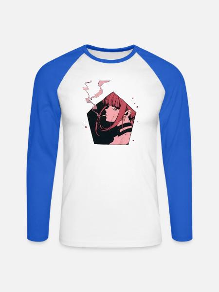 Roter Nebel Manga-Charakter Zigarette - Unisex Baseballshirt langarm - Weiß/Royalblau