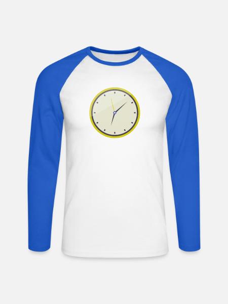 Uhr - Unisex Baseballshirt langarm - Weiß/Royalblau