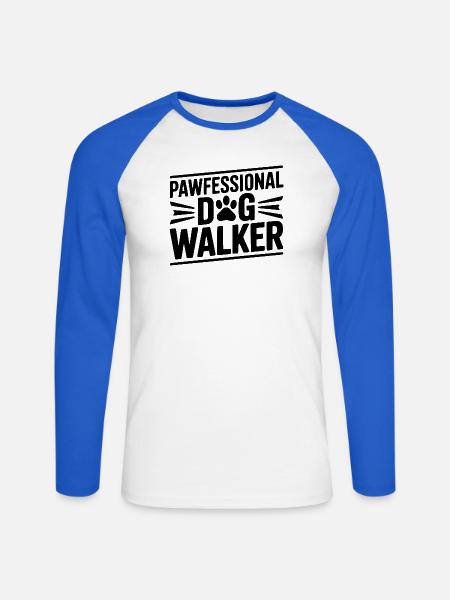 Pawfessionaler Hundespaziergänger - Unisex Baseballshirt langarm - Weiß/Royalblau