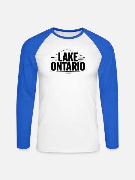 Ontariosee - Unisex Baseballshirt langarm - Weiß/Royalblau