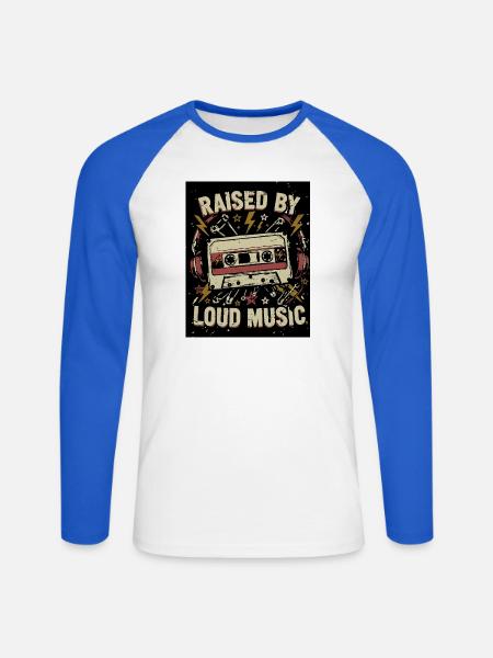 Raised by Loud Music Vintage Punk Shirt - Unisex Baseballshirt langarm - Weiß/Royalblau