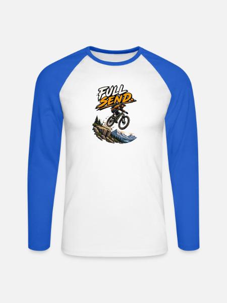 VOLLE SEND. – Mountainbike - Unisex Baseballshirt langarm - Weiß/Royalblau