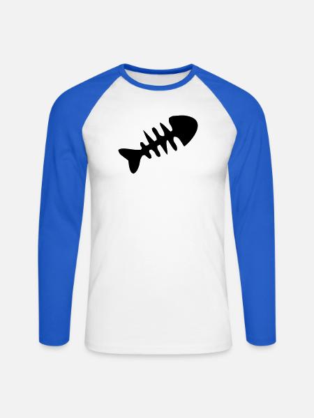 Fischgraete Silhouette Icon - Unisex Baseballshirt langarm - Weiß/Royalblau