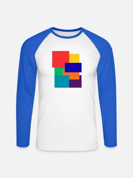 Fette geometrische Blöcke - Unisex Baseballshirt langarm - Weiß/Royalblau