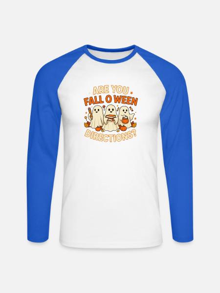 Halloween-Geistertrio mit Büchern - Unisex Baseballshirt langarm - Weiß/Royalblau