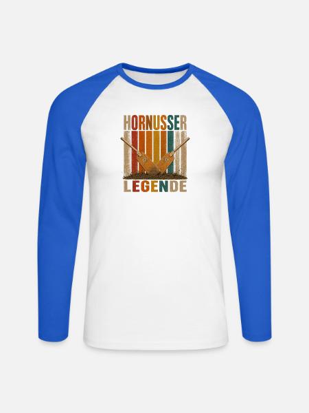 Hornusser Legende  - Unisex Baseballshirt langarm - Weiß/Royalblau