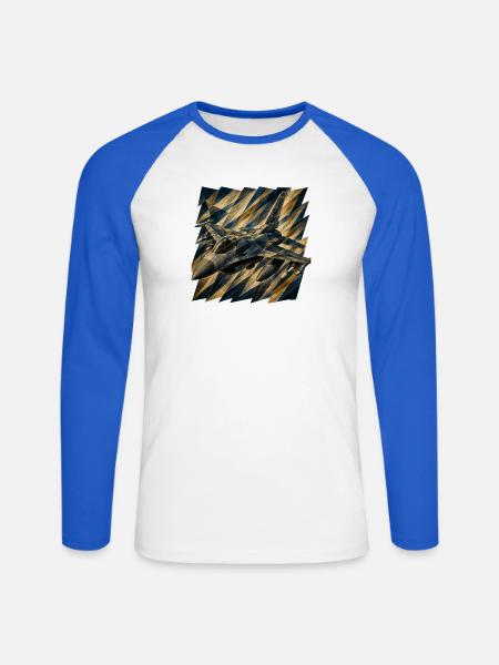 Geometrischer Jet im Diamantmuster - Unisex Baseballshirt langarm - Weiß/Royalblau